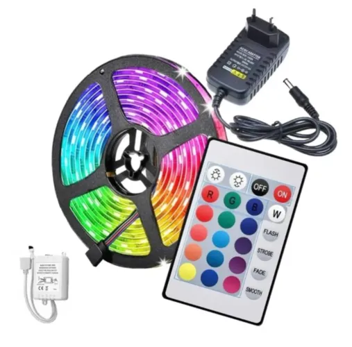 Led RGB 5 10 15 20 metros com fonte e controle