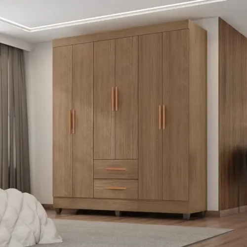 Guarda roupa Lite 6 portas - Carvalho