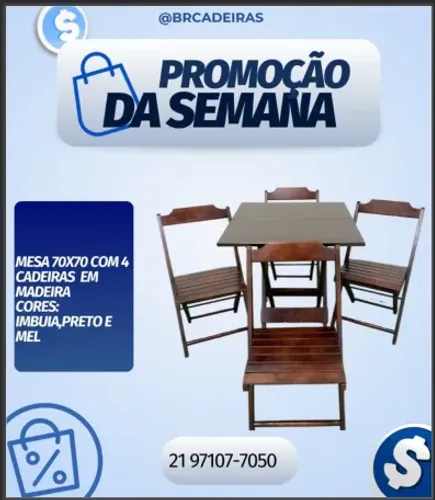 Mesa 70x70 com cadeiras