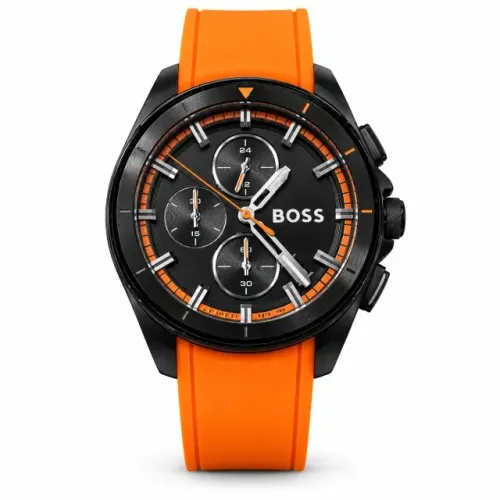 Relógio Masculino BOSS by Hugo Boss Volane Ref. 1513957 44mm, Pulseira De Silicone Laranja