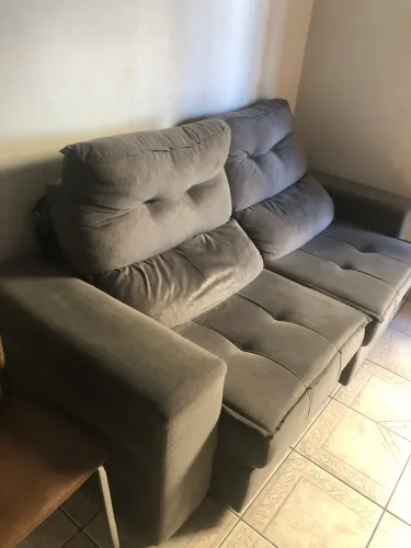 Sofá retrátil reclinável cinza escuro 