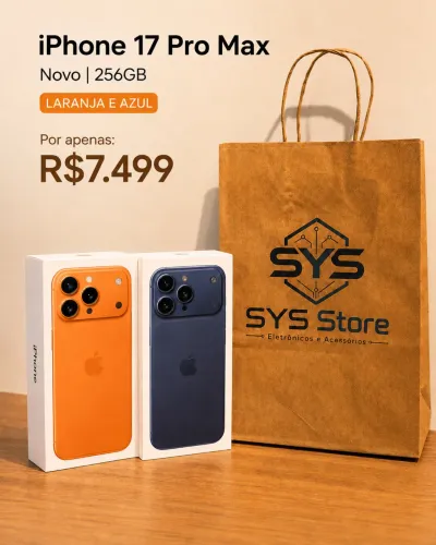 iPhone 17 Pro Max 256GB Laranja/Azul LACRADO | Garantia Apple | Pronta entrega