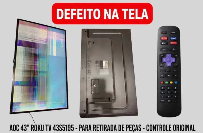 AOC 43 Roku TV, defeito na tela , para peças