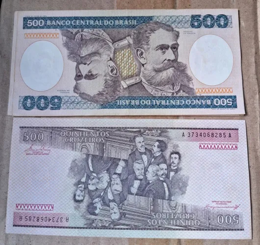 CÉDULA DE QUINHENTOS CRUZEIROS, SOBERBA EM ÓTIMO ESTADO DE CONSERVAÇÃO.