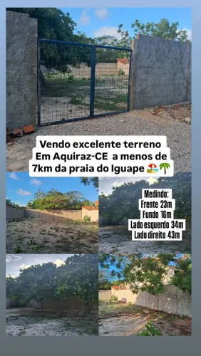 Vendo excelente terreno em Aquiraz-CE Oportunidade! A menos de 7km da praia do iguape
