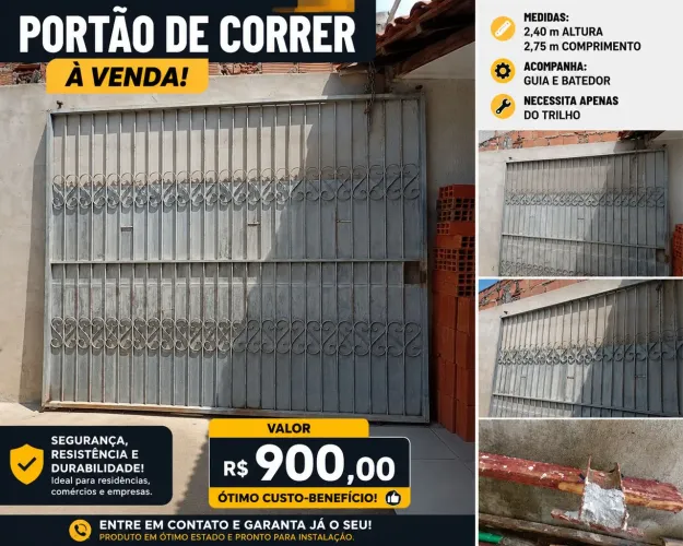 OPORTUNIDADE! PORTÃO DE CORRER À VENDA