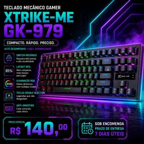 Teclado Mecânico Gamer 85% RGB Xtrike-ME GK-979