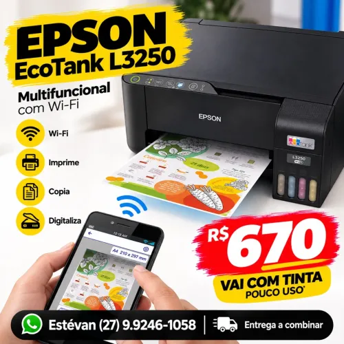 Impressora Epson EcoTank L3250 Wi-Fi - Pouco Uso + Tintas