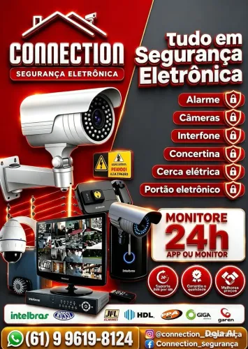 Câmeras de vigilância, portão automático, cerca Elétrica