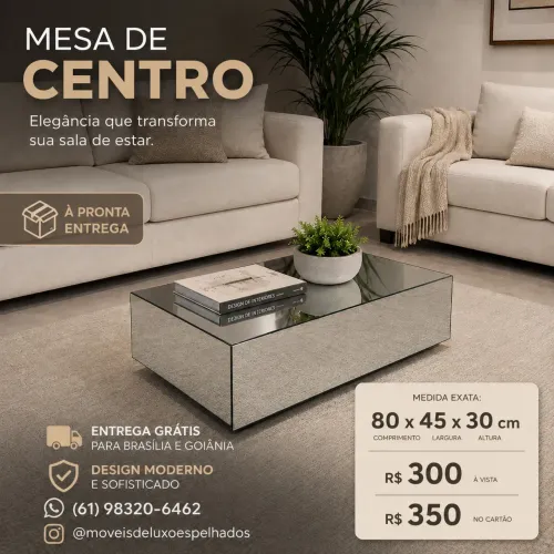 Mesa de centro espelhada 