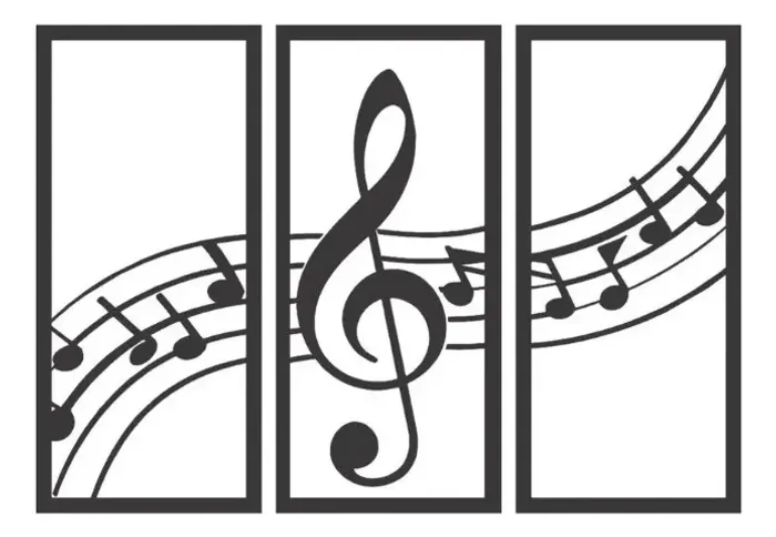 Kit Quadro Trio Notas Musicais Vazado Mdf 3mm