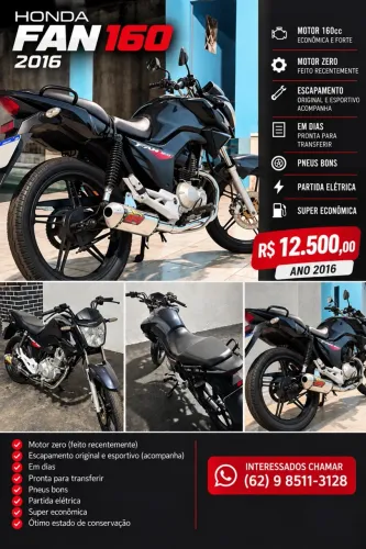 Honda CG 160 Fan 2016 - Motor Feito - R$ 12.500