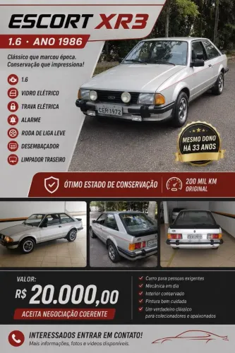 Ford Escort XR3 1.8 / 1.6 Beneton/form./laser 1986
