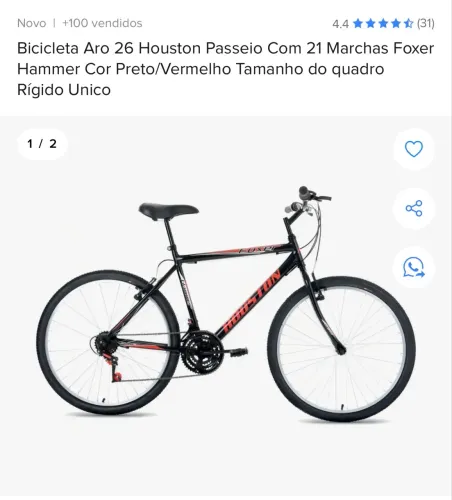 Bicicleta Aro 26 Houston Passeio Com 21 Marchas Foxer