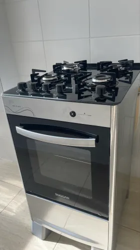Fogão inox tampo vidro