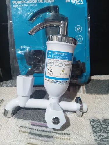 Purificador bica fixo Branco com Cromado ABS 1/4 volta