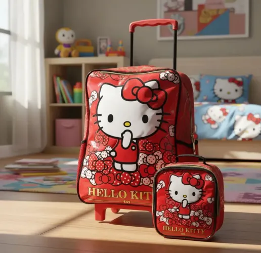 Mochila Escolar Hello Kitty Com Lancheira Térmica 