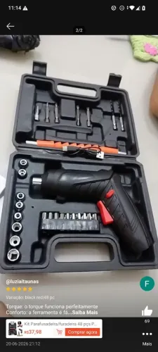 Kit Parafusadeira 48 peças portátil