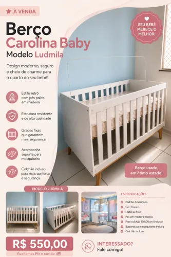 Berço Carolina baby - modelo ludmilla