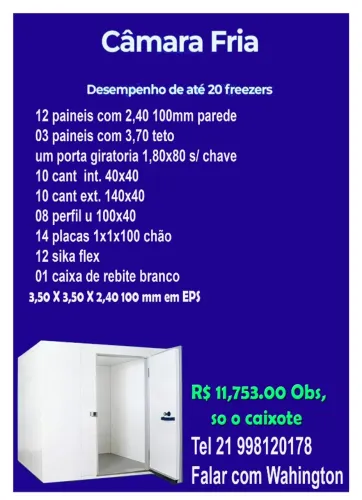 caixote câmara fria sob medida resfriado e congelado