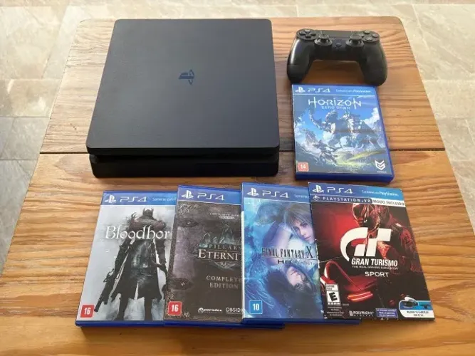 PlayStation 4 Slim 1 Tb com 1 controle e 5 jogos