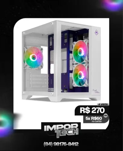 Gabinete Mancer CV100 (Branco) com 3 fans. @importech_084
