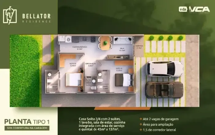 Casa à venda Condomínio Bellator Residence - 2 suítes - Vitória da Conquista - BA