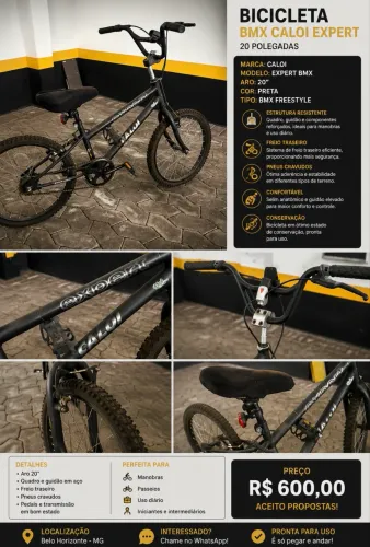 Bicicleta Caloi Expert BMX Aro 20 | Ótimo Estado | Pronta para Andar