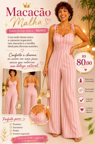 Macacão Malha estilo frente única