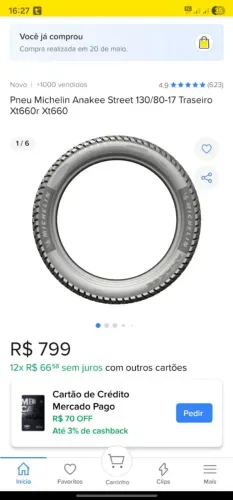 Pneu 130/80/17 michelin anakee street