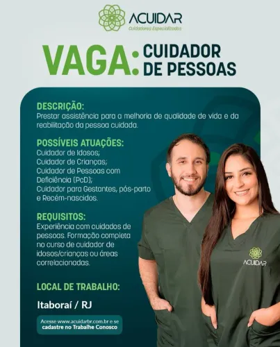 Vaga Cuidador de idosos itaboraí