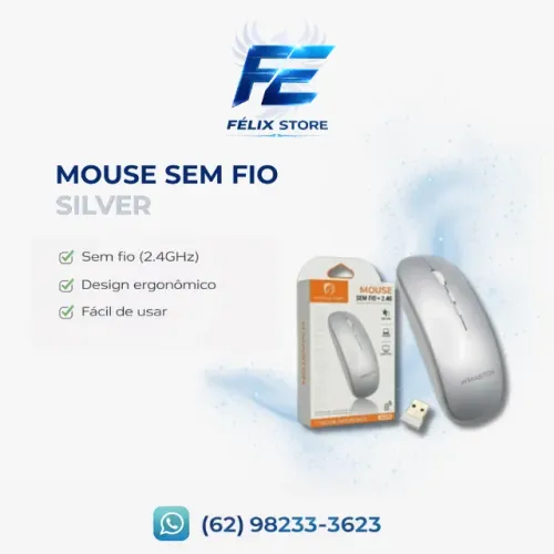 Mouse Silver Sem Fio H'maston Ms03 Óptico 2.4ghz Ergonômico Pc Note
