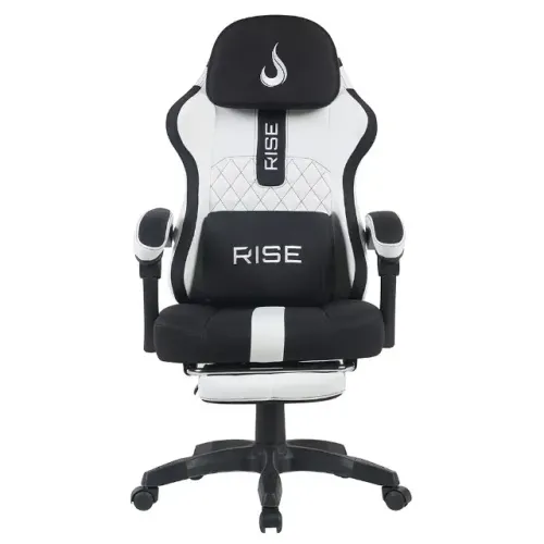 Cadeira Gamer Rise Mode Z11, Ângulo Ajustável, Tecido, Branco e Preto - RM-CG-Z11-WB