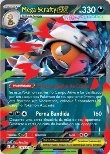 Mega Scrafty ex (135/217) Carta Pokémon Coleção Heróis Excelsos