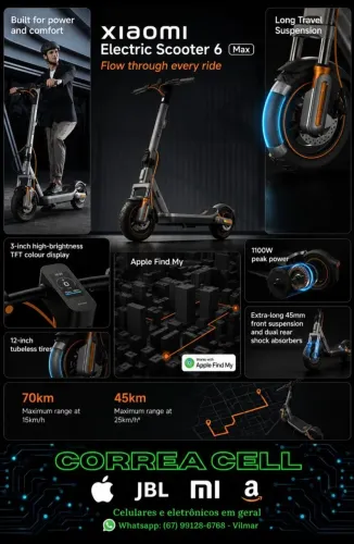 Patinete Scooter Xiaomi 6 Max lacrado na caixa com garantia