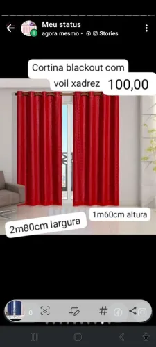 Cortina blackout com voil xadrez. 2m80cm largura por 1m60cm altura