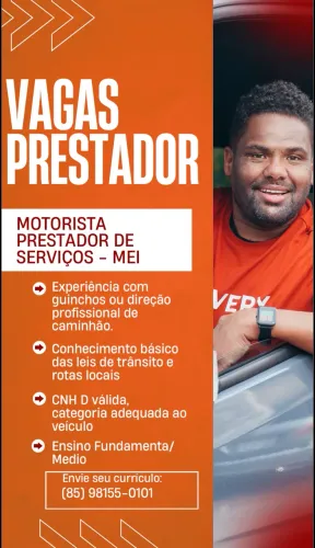 MOTORISTA PRESTADOR DE SERVIÇOS REBOQUE LEVE