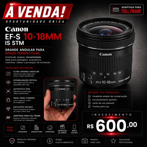 LENTE CANON EF-S 10-18MM IS STM 