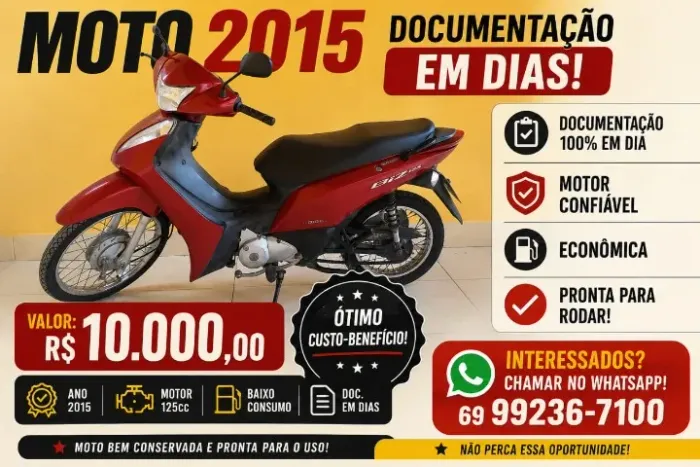 Honda Biz 2015 à venda - Documentação em dia