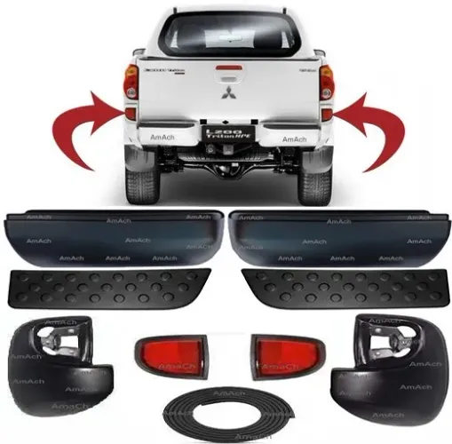 Kit completo para-choque traseiro com Pisantes fixos L200 Triton 2008 a 2018