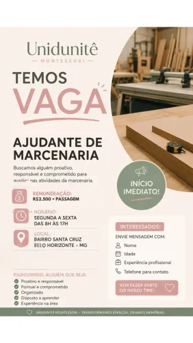 Vaga ajudante de marcenaria 