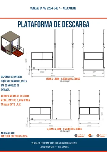 Plataforma de descarga para grua