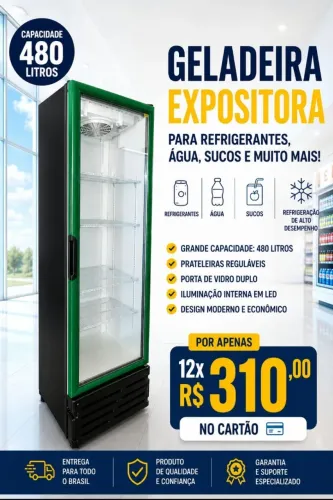 Geladeira expositora 480 litros semi nova por apenas 12xR$310 cartão watsap * 