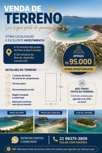 Vendo um terreno próximo à praia do peró Cabo Frio