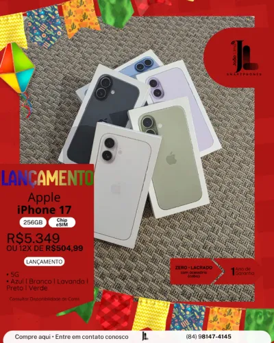 IPHONE 17, 256GB, CHIP ESIM, LACRADO, LANÇAMENTO!