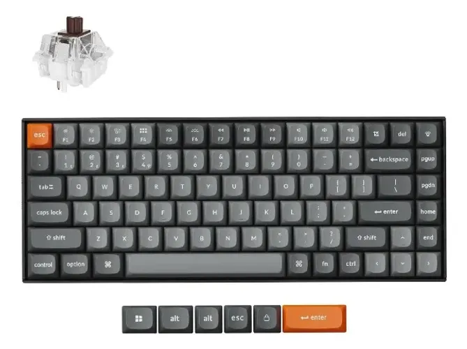 Teclado Mecânico Keychron K2 Max 75% Wireless Rgb Alum Brown Preto Inglês Us