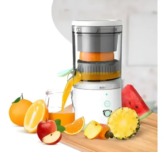 Espremedor Elétrico Recarregável com USB e escova de limpeza portátil para laranja, limão