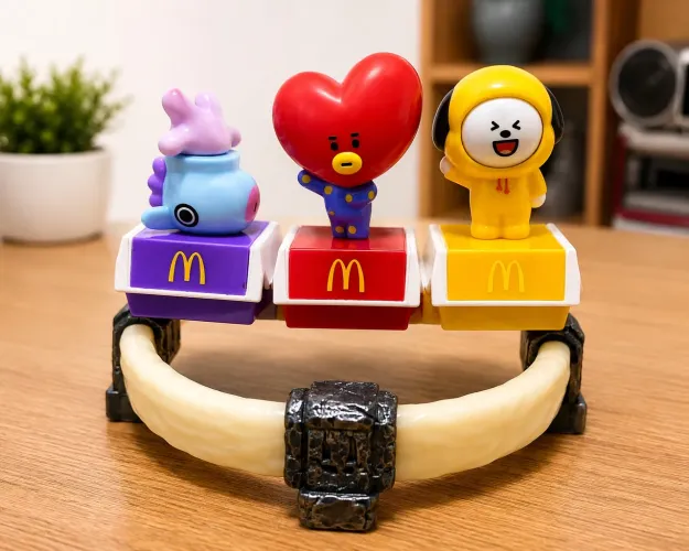 Kit Bonecos BT21 McDonald?s BTS - Mang, Tata e Chimmy + Caixinhas