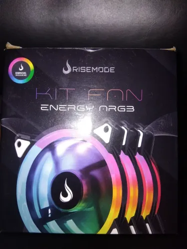 Kit com 3 Ventoinhas Rise Mode Energy ARGB 120mm - Novo