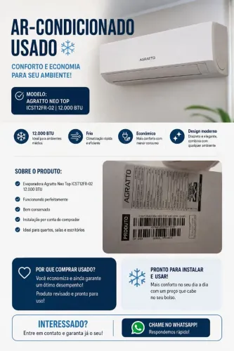 Ar condicionado 12 mil btus Agratto inverter